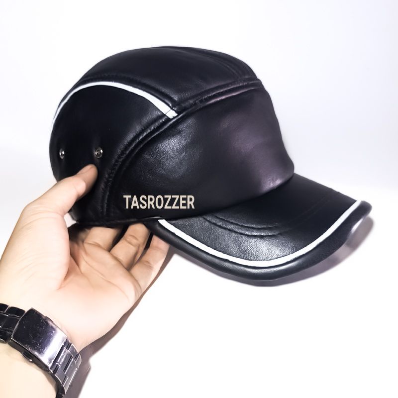 Topi kulit asli pria model baseball