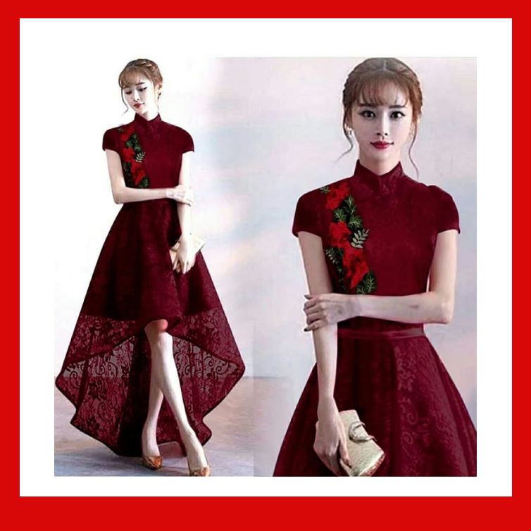 Dress Dress Mermaid Lili Cheongsam Maroon Terbaru