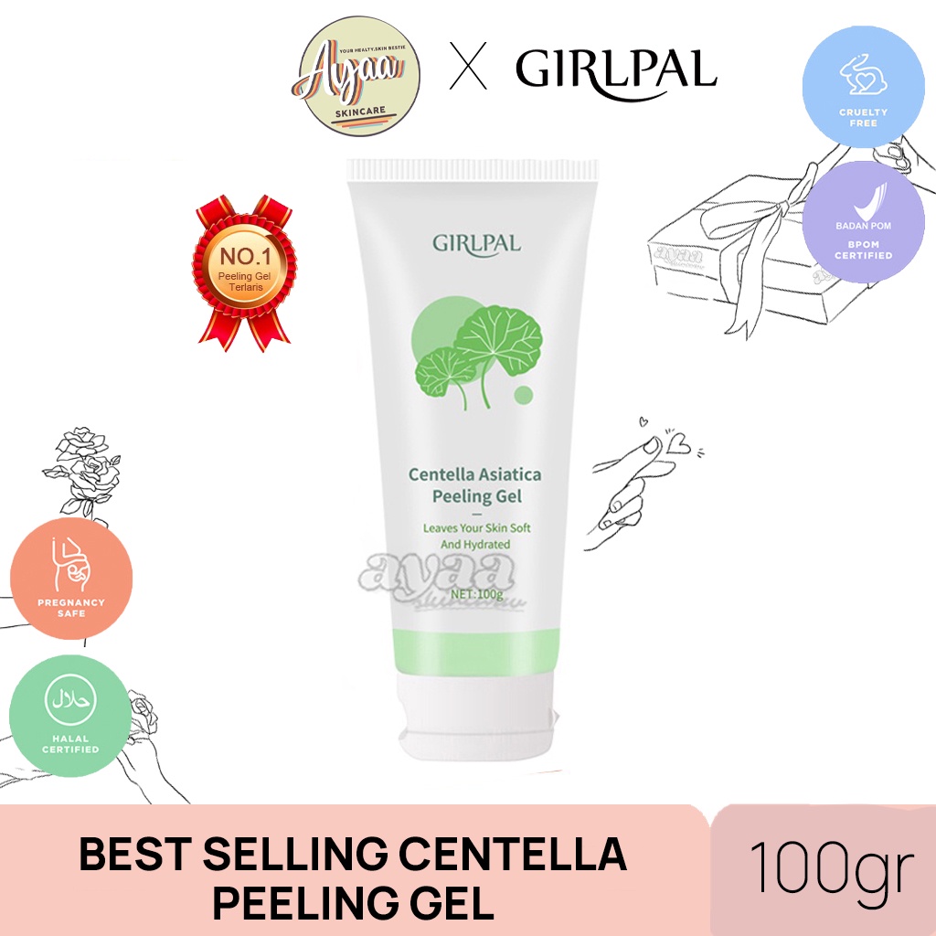 BPOM GIRLPAL CENTELLA ASIATICA PEELING GEL 100G FACIAL GLOWING BLACKHEAD CLEANER BODY EXFOLIATING MENCERAHKAN DAN MENGANGKAT SEL KULIT MATI