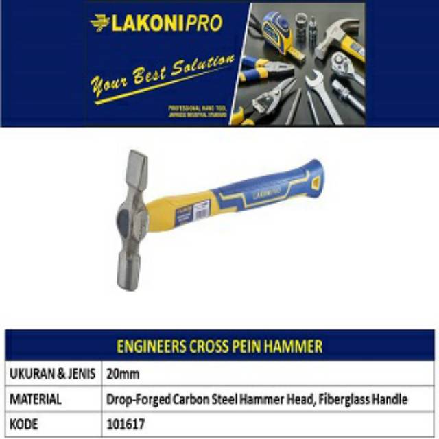 Palu Ketok 20mm Lakoni Pro - 101617<br />/<br />engineers Cross Pein Hammer Lakonipro