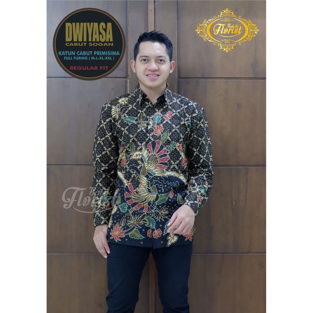 DWIYASA CABUT SOGAN Kemeja Batik Pria Full Furing Katun Cabut Primisima