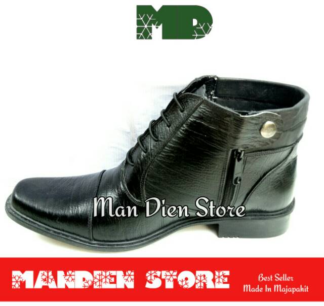 MANDIENS - SJ153-KY Sepatu Bots Kulit Sapi Asli PDH TNI POLRI Original Medali Export Quality