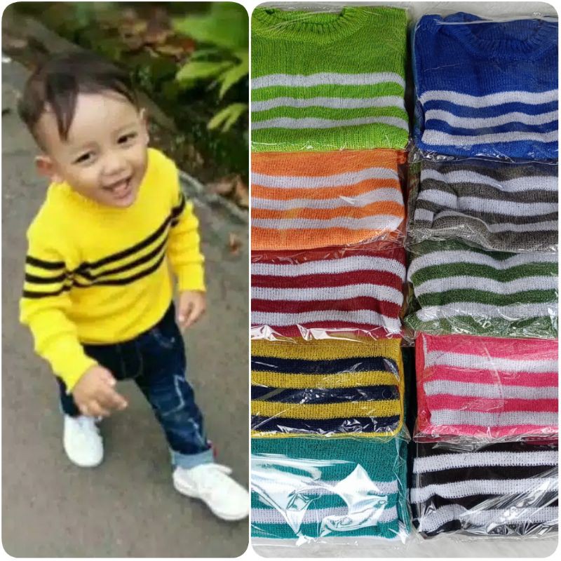 Sweater 3S Baju / Kaos Rajut Anak Unisex Best Seller Usia 1 - 3 Tahun