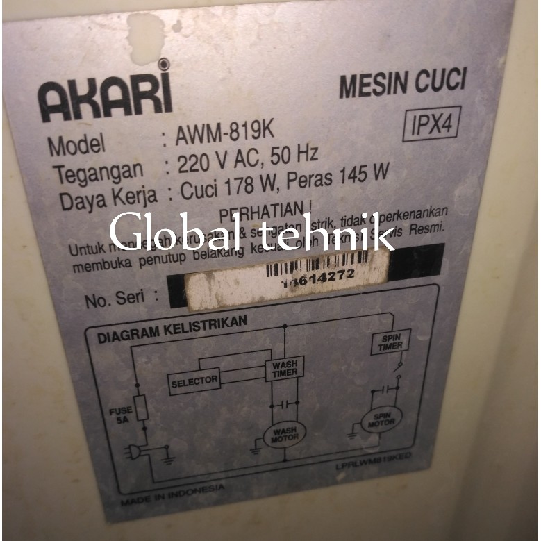 GEARBOX GEAR BOX MESIN CUCI 2 TABUNG AKARI AWM-819K
