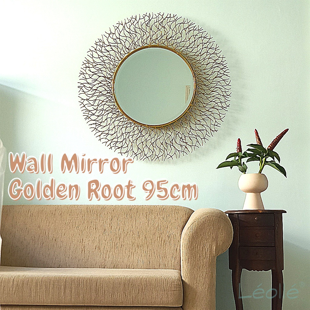 Hiasan Dinding Cermin dinding Akar Besi Emas 95cm