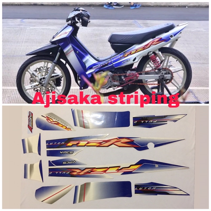 striping fiz  f1zr 2003 biru putih striping fiz R f1 zr f1zr 2003 putih biru
