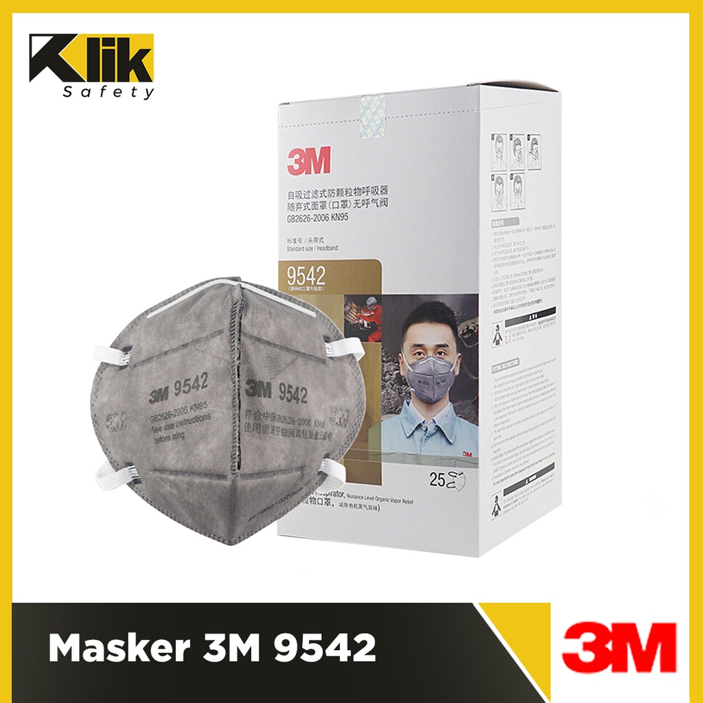 3M Masker KN95/P2 Carbon Headloop 9542 Perbox 100% Original