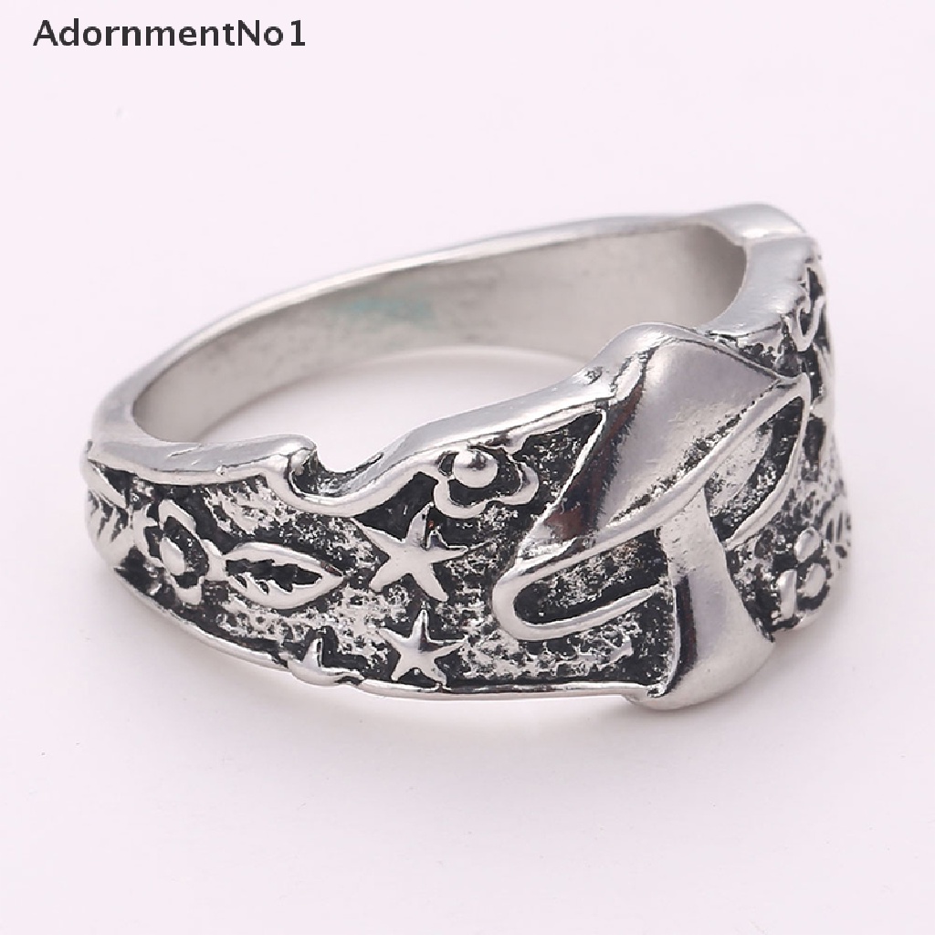 (AdornmentNo1) Cincin Motif Bunga / Bintang Gaya Vintage Retro Untuk Pria / Wanita