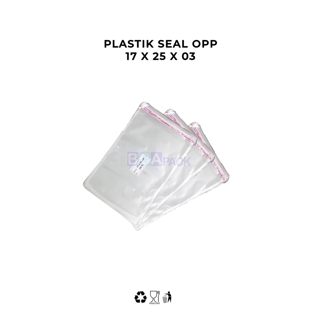 

PLASTIK SEAL OPP 17 X 25 X 03 - PLASTIK KEMASAN BENING ISI 100 LEMBAR