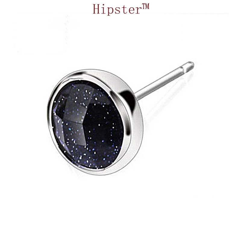 Trendy Fashion Unisex Style All-Match Black Agate Square Stud Earrings