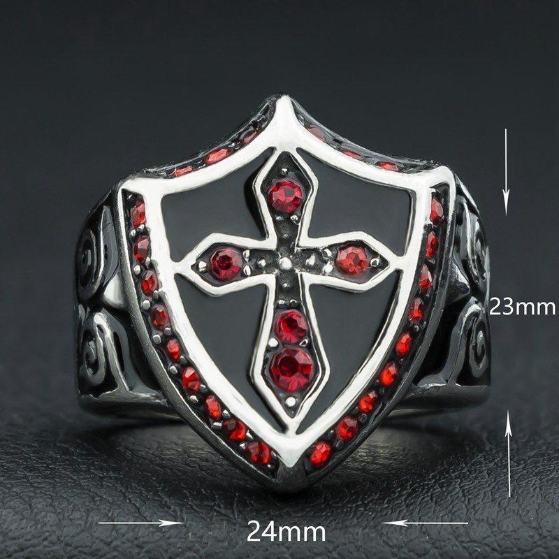 Cincin Zircon Merah Bahan Titanium Stainless Steel