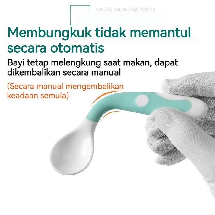 Sendok Bayi / Set Sendok Garpu Bengkok Bahan Silikon Set Sendok Garpu BPA FREE  Safety Spoon Baby Alat Makan Bayi Sendok Bisa Ditekuk