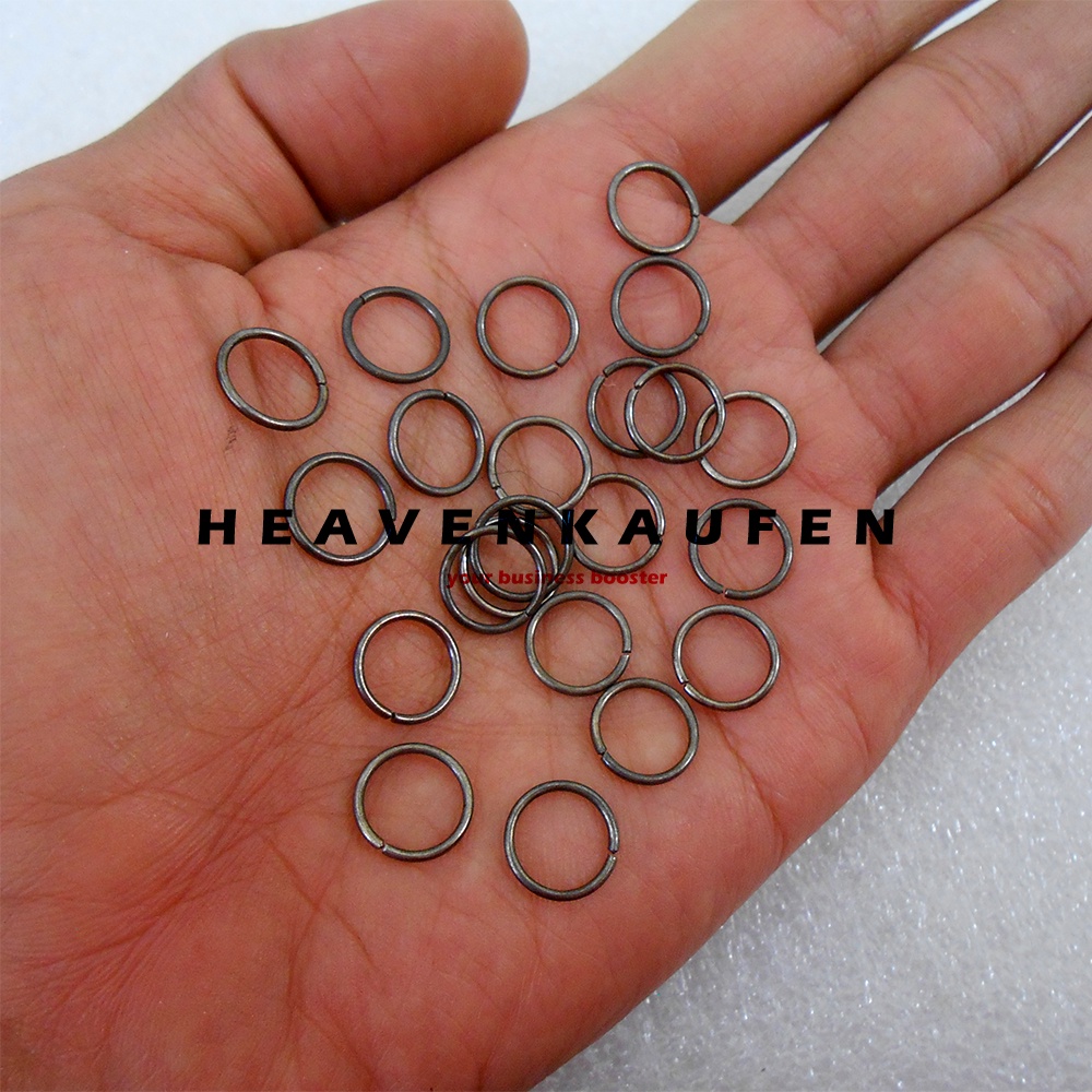 Ring Bulat Kecil Tipis Diameter Lubang 8 mm Warna Black Nikel Untuk Ring Bulat Gantungan Kunci Strap Masker Craft Dll Per Pack isi 50 Pcs