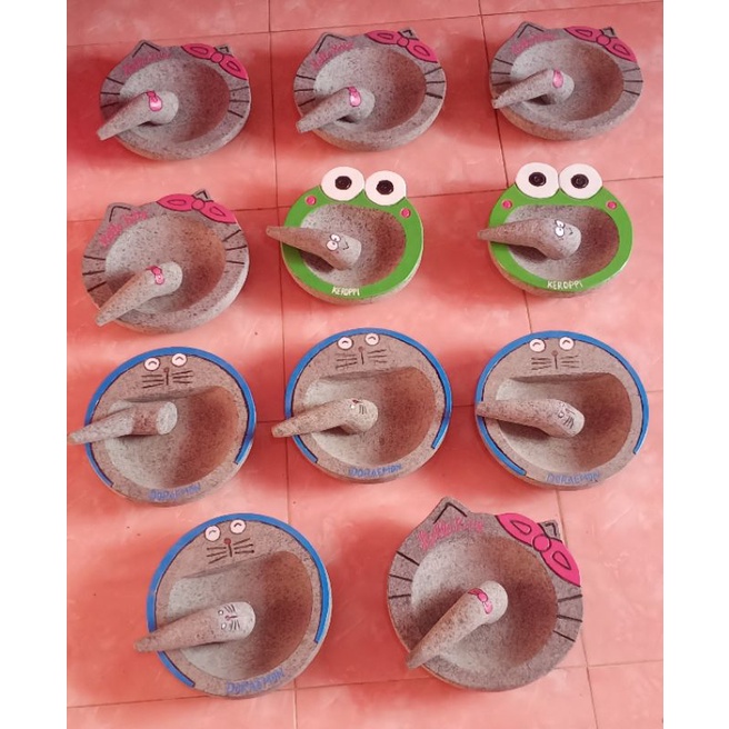 Cobek hellokitty coet hellokitty batu asli cobek besar