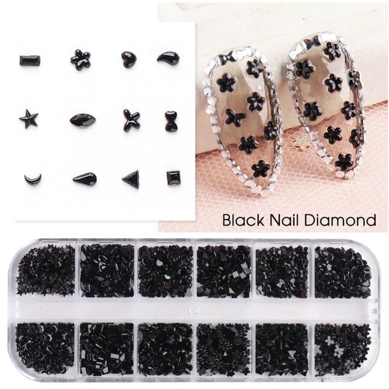 SIY  12 Grids Multi Size Shape Resin DIY Manicure 3D Nail Art Phone Case Decorations with Pick Up Tweezer and Dotting Pen Accessories