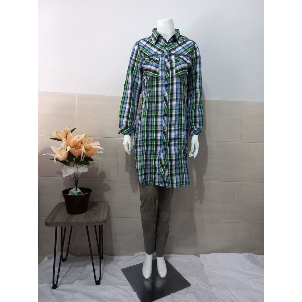 Tunik delisa motif kotak bahan katun