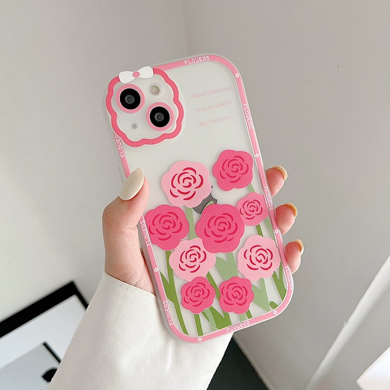 Soft Case Pelindung Kamera Anti Jatuh Motif Bunga Warna-Warni Untuk iPhone 13 Pro MAX 11 12 X XR XS MAX