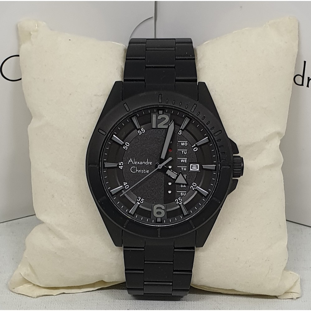 Alexandre Christie Ac 6535 Full Black Jam Tangan Pria Original