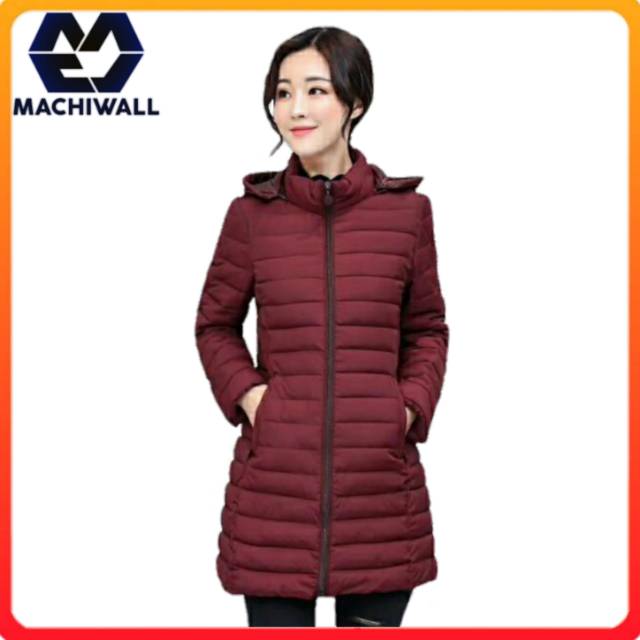 Jaket winter wanita long coat musim dingin mantel ringan anti air