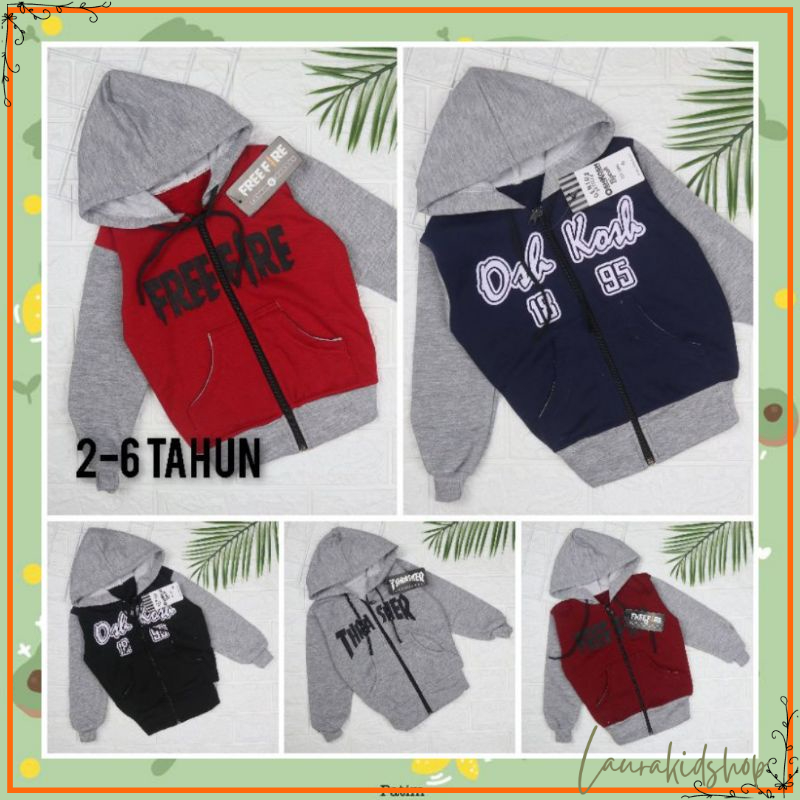 Jaket Anak Laki-Laki Hodie Zipper 2 - 6 Tahun