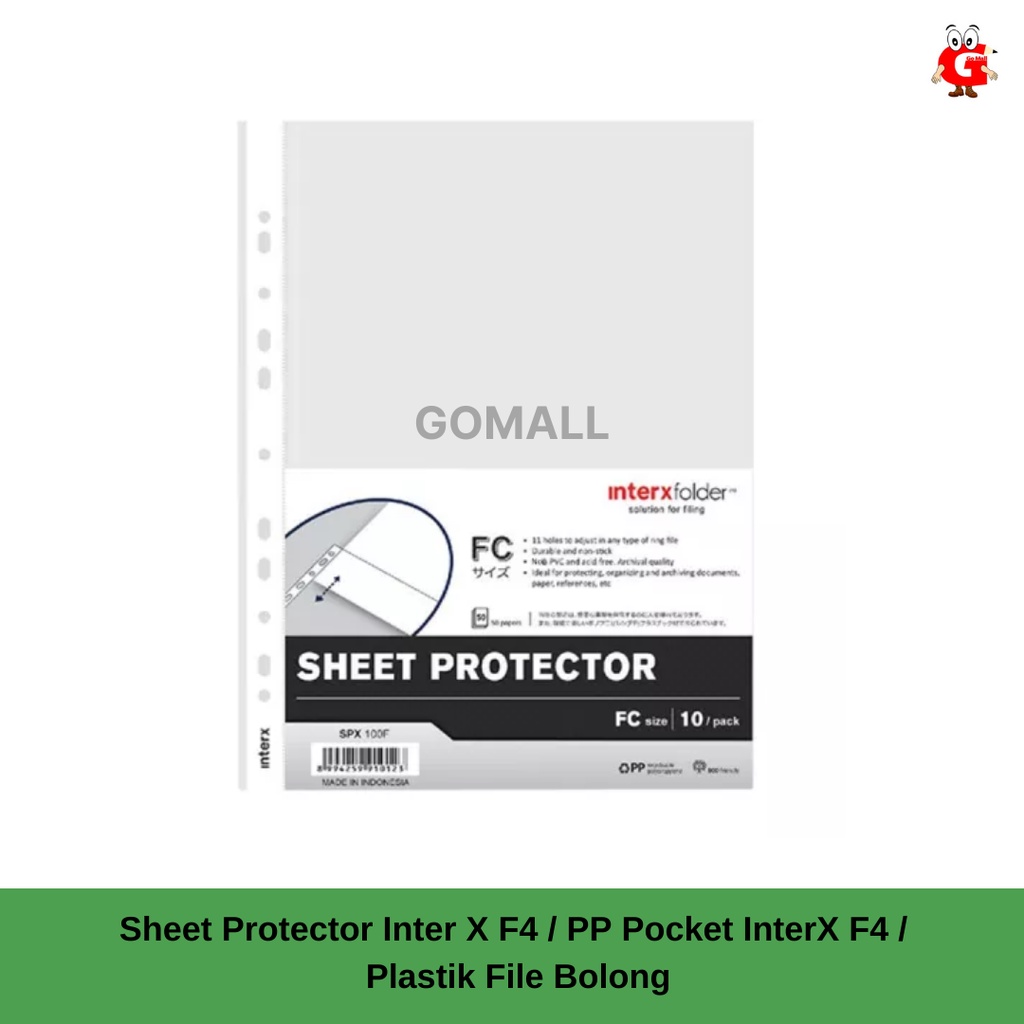 

Sheet Protector Inter X F4 / PP Pocket InterX F4 / Plastik File