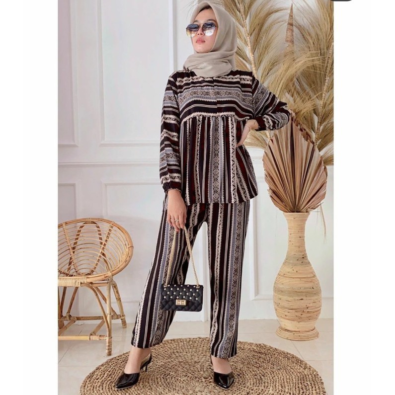 Setelan Wanita Malika Bahan Rayon Premium