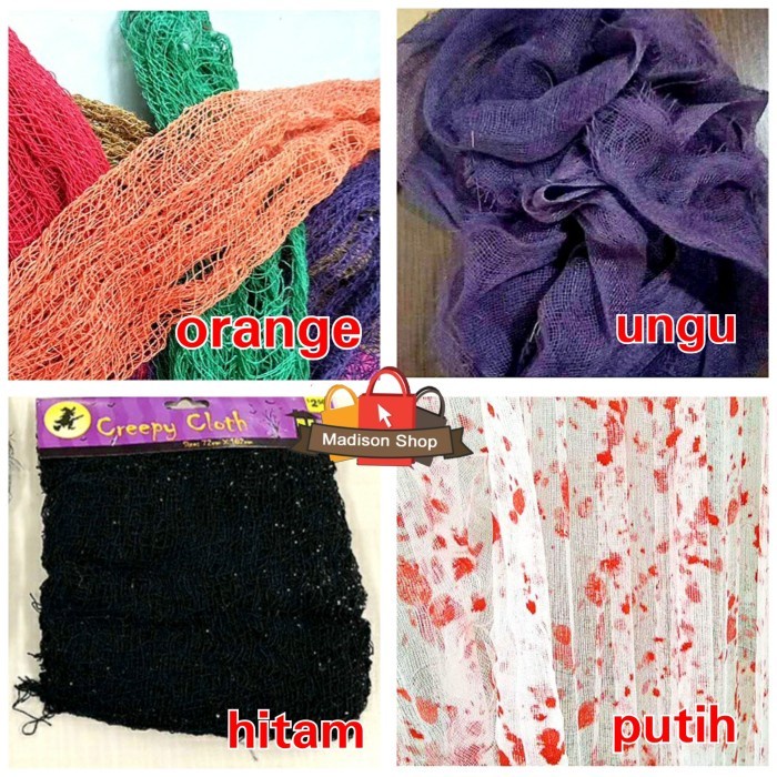 Sarang Laba Laba Spider Web Dekorasi Halloween Kain Darah Putih HItam