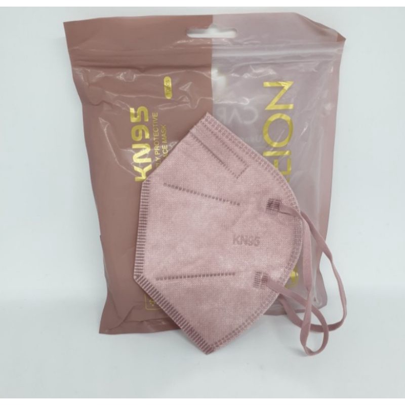 Masker KN95 careion 5 ply shrimp pink rose gold 10 pcs