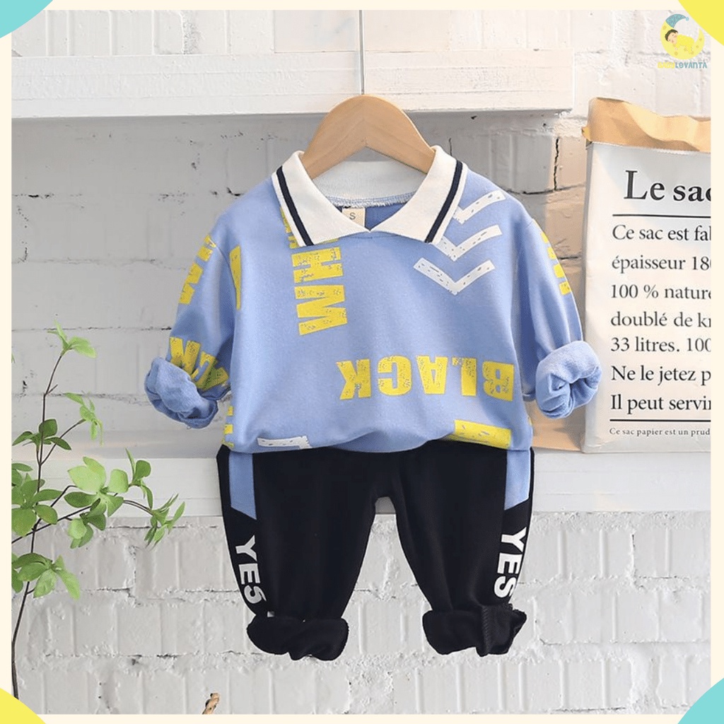 BABYLOVANTA- Setelan anak laki impor premium baju baby lucu MOTIF YESBLUE 0-5 Tahun baju baby premium