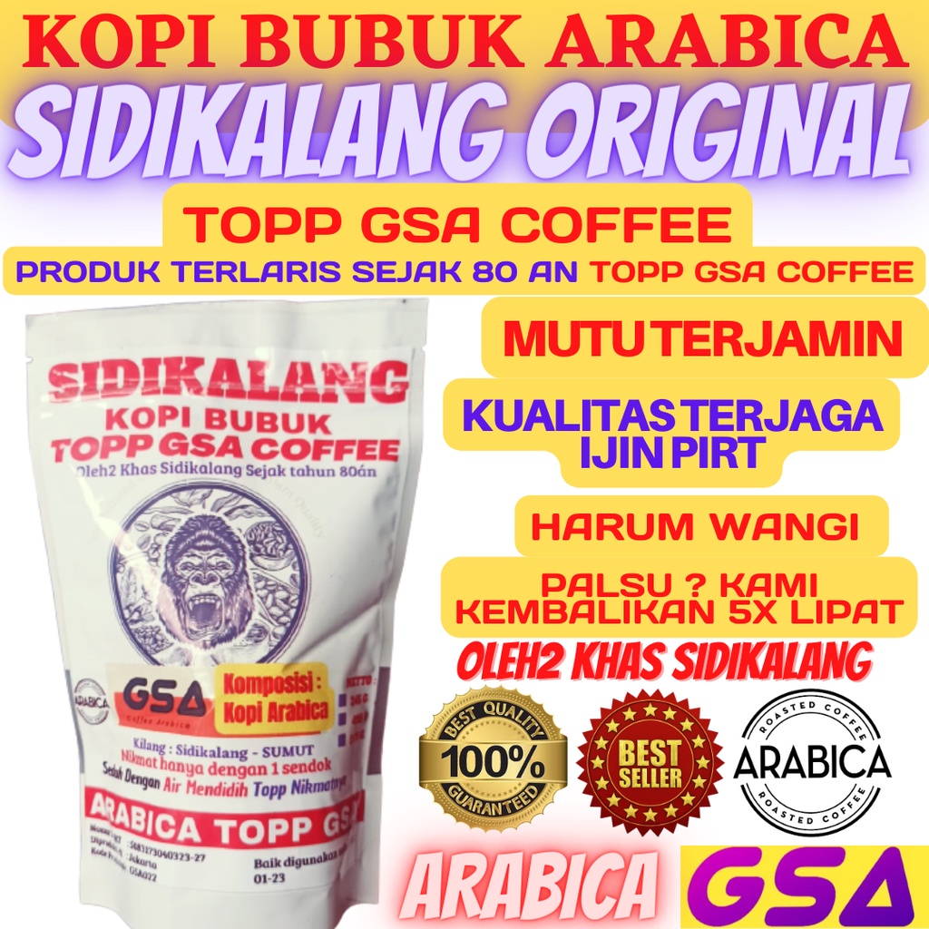 Jual Kopi Robusta Arabica Arabika 250g Bubuk Murni Sidikalang Asli Original Hitam Kental Medan 4604