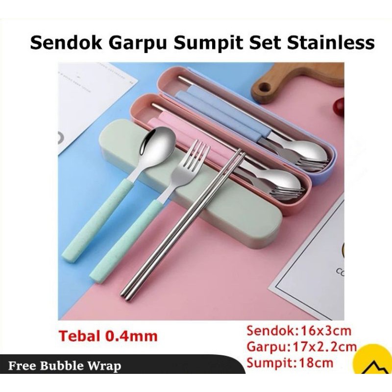 Alat makan sendok garpu sumpit set Stainless Steel 304 /Sendok Set Karakter Lucu/Souvenir