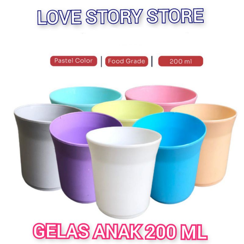 GELAS ANAK 200ML WARNA PASTEL GELAS KOPI GELAS TEH