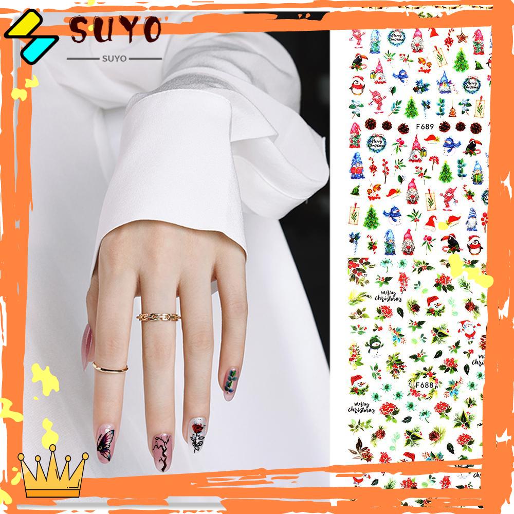 Suyou Stiker Kuku 3d Motif Natal / Santa Claus / Rusa / Snowflake Untuk Dekorasi Nail Art Diy
