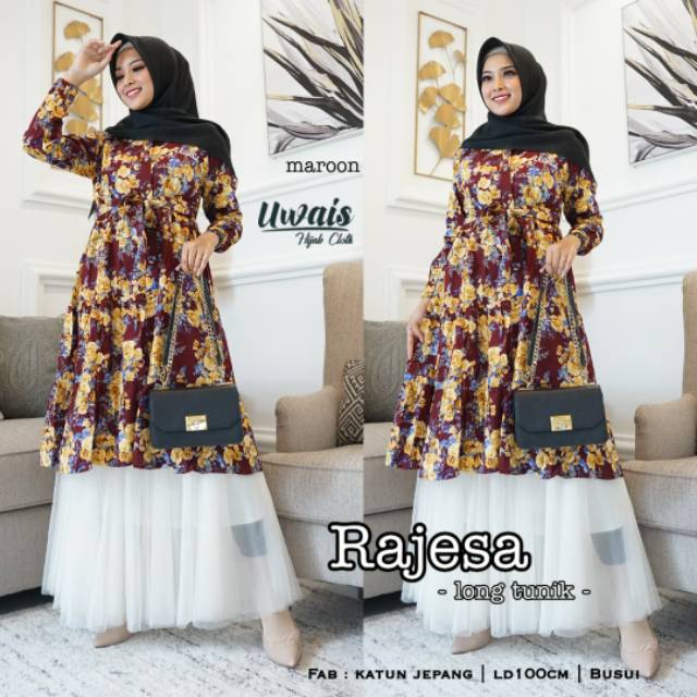 Rajesa long tunik motif bunga