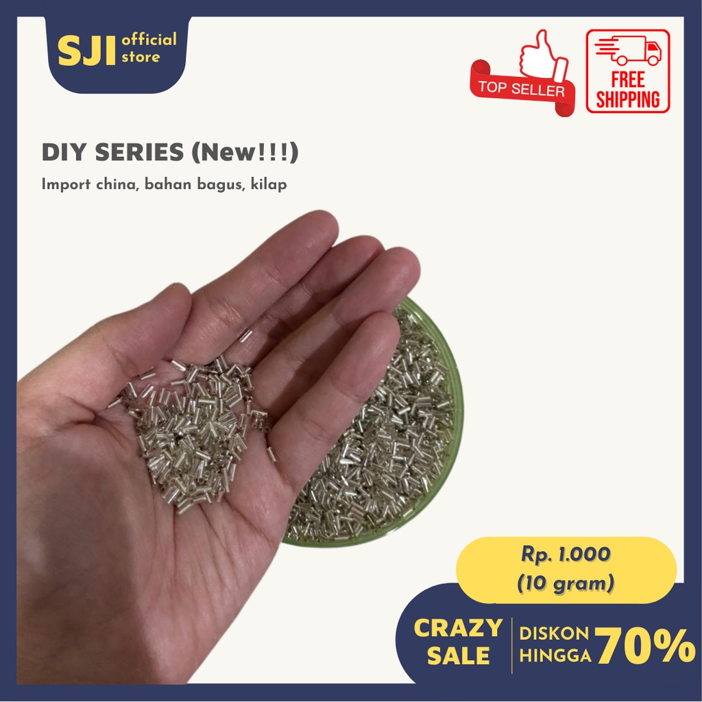 [HARGA PER 10 GRAM] MANIK MANIK PAYET PLASTIK BEADS IMPORT TAIWAN SPAGETHI PANJANG LONJONG PIPIH SIL
