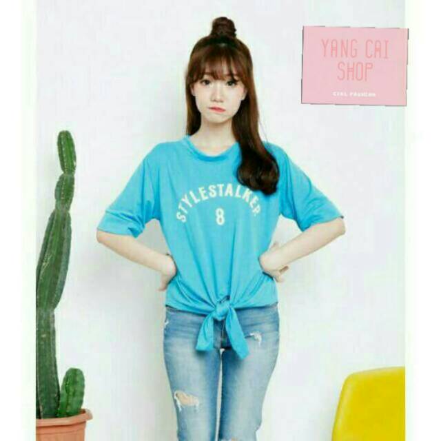 kaos simple blouse stalker - Biru Muda, L