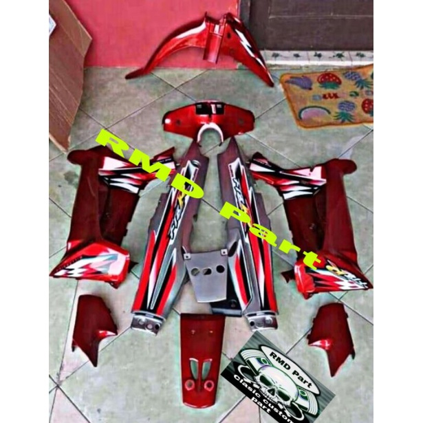cover body Fis R  1sett fulset merah body fis r fulset merah +stiker ter'laris