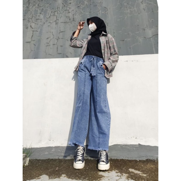 KULOT JEANS HIGHWAIST PREMIUM || KULOT JEANS WARNA TULANG SNOW