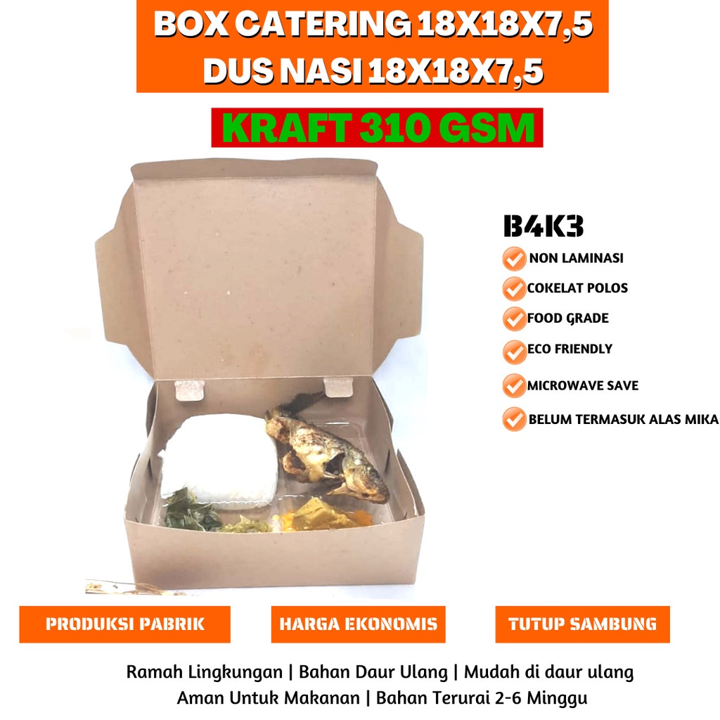 Box Nasi Kotak Box Catering Dus 18x18 Dus Nasi 18x18 (B4K3-18X18X7.5 Cm)