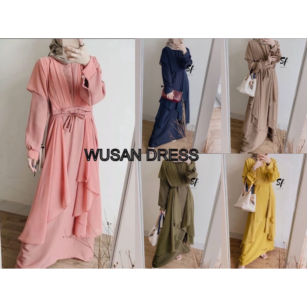 GAMIS RINJANI KAIMA MOSCREPE (GAMIS MUSLIM FULL KANCING)