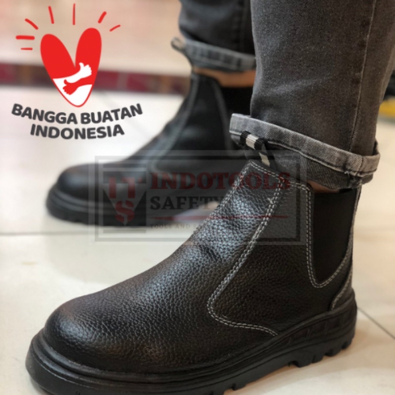 PROMO!!! SEPATU SAFETY UJUNG BESI PROYEK KERJA LAPANGAN PRIA - SAFETY BOOTS KULIT GARANSI SESUAI FOTO