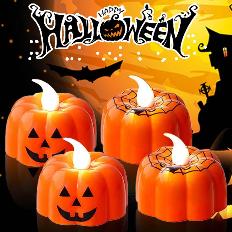 Lampu Lentera Lilin LED Elektronik Bentuk Labu Halloween