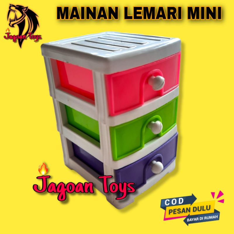 Mainan Lemari Plastik Container Laci Mini 3 Susun Lemari Barbi Jagoan Toys