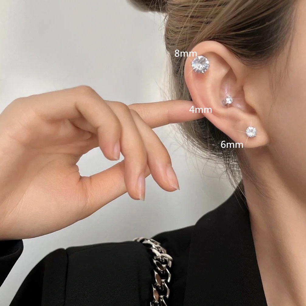 Anting Klip Magnetik Bahan Zirkon Untuk Aksesoris