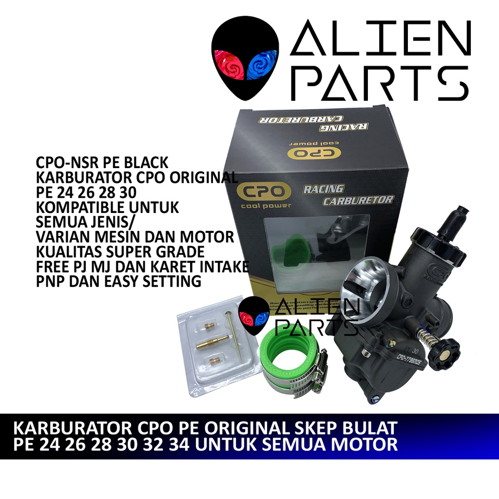 (BISA COD) KARBURATOR ORIGINAL CPO PE BLACKVIPER NITROUS QUICK 24 26 28 30 SKEP KUNINGAN BEAT VARIO 