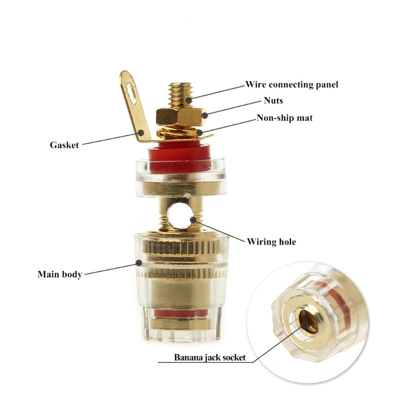 btsg 1 Pair 4mm Binding Post Terminal Speaker Test Banana Plug Socket Connector Amplifier Speaker