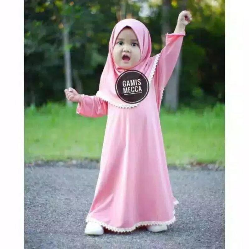 gamis anak MECCA bahan jersey usia 6bln-2thn