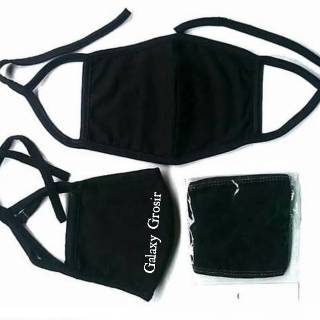 Masker hitam polos Harga Lusinan kain model Earloop Masker hitam polos Harga Lusinan kain model Earloop