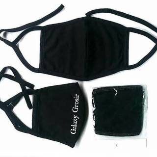 Masker hitam  polos  Harga  Grosir kain model Earloop 