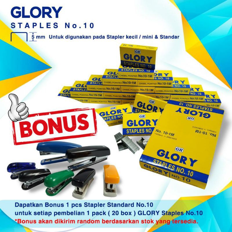 GRATIS MESIN STAPLER! GLORY Staples no 10, jaminan mutu! REFILL ISI STAPLES no 10.
